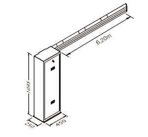 wymiary - szlaban drogowy elektromechaniczny SD 650